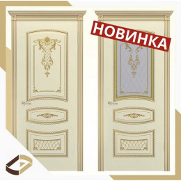 Дверное полотно Соната-2 В3 Эмаль слоновая кость патина золото 900Г УЦЕНКА