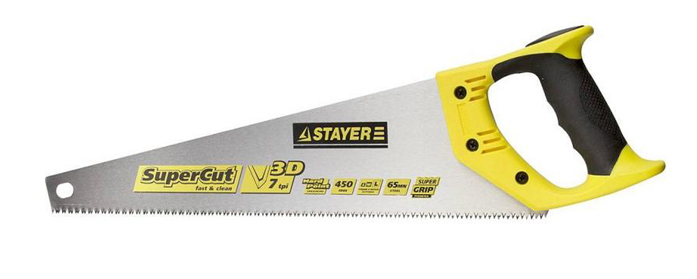 Ножовка STAYER "SUPER CUT" 3D-заточек 7 TPI (3,5мм) 1512-45