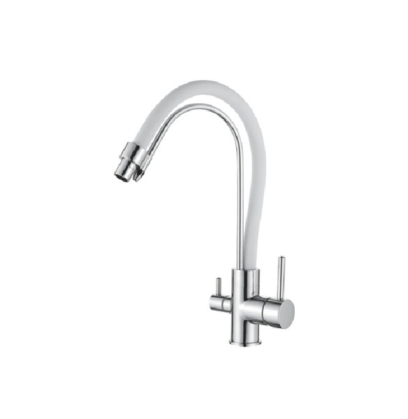 Смеситель LEDEME д/кухни 2 излива бел-хром L4755-3