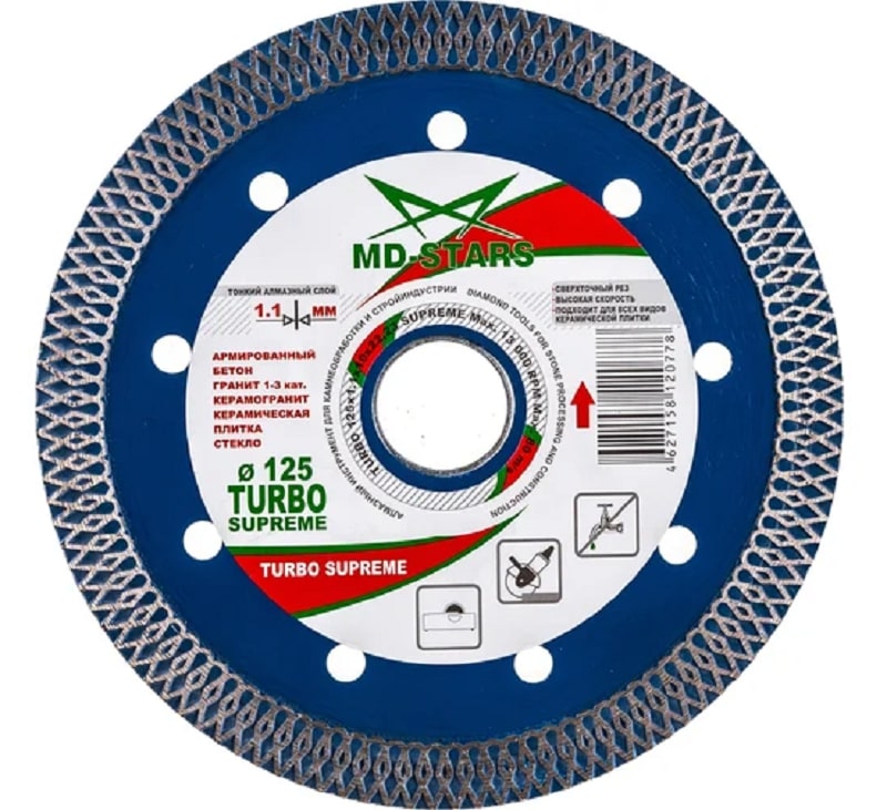 Круг алм 125х1,1х10х22 сплошной Turbo Supremo MD-STARS