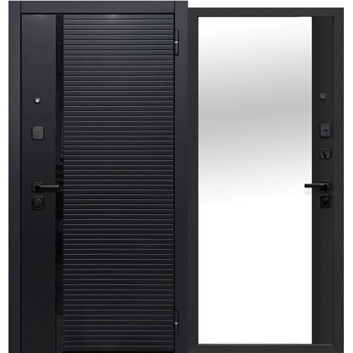 Дверь мет 7,5 Черное зеркало Эмалит белый NEW 960х2050 мм правая