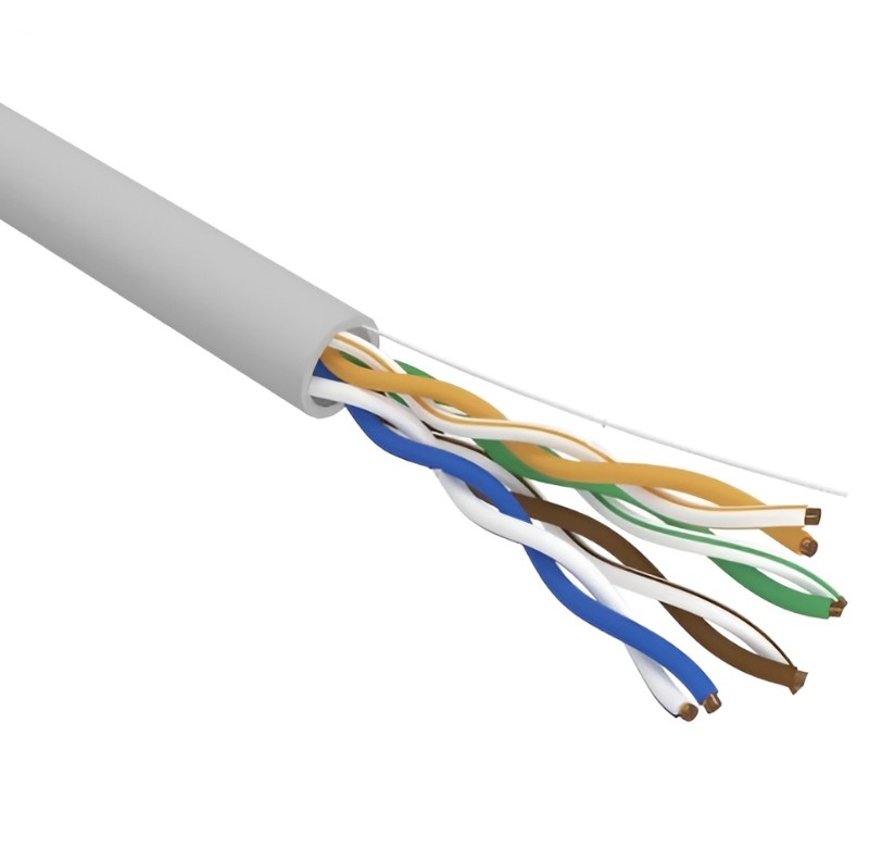 Кабель витая пара U/UTP CAT 5Е ZH нг(А)-HF 4х2х0,52мм 24AWG INDOOR SOLID серый 305м REXANT PRO
