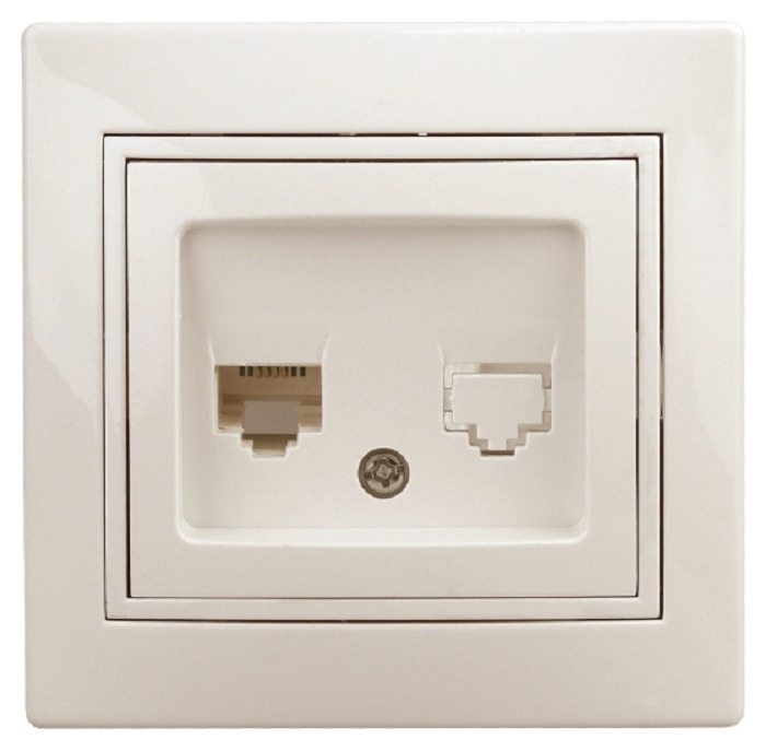 Розетка Intro информационная 1-303-02 RJ45 СУ Plano слоновая кость