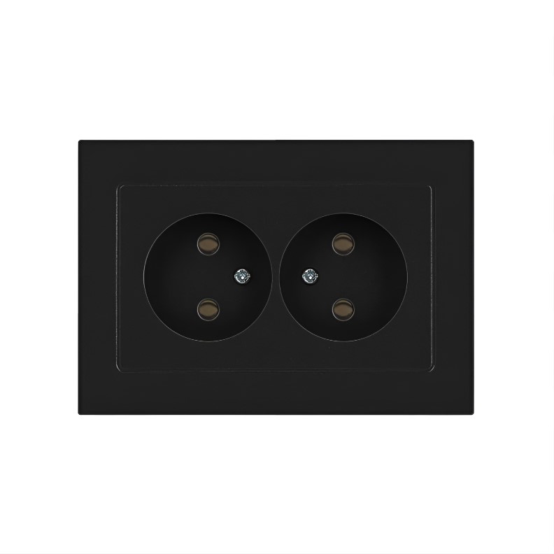 Розетка Intro Accent 2х2P 16А-250В IP20 СУ  антрацит 6-204-05